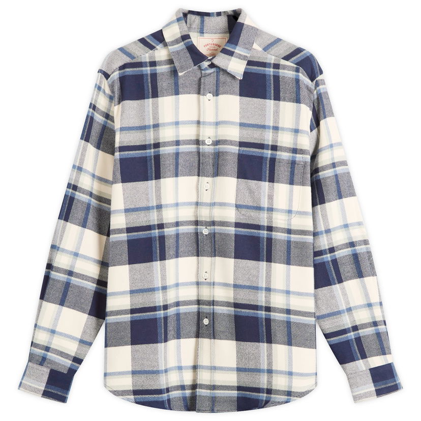 Риза Portuguese Flannel Portuguese Flannel Men's Beck Check Flannel Shirt, S Синьо | AW25010-NBW