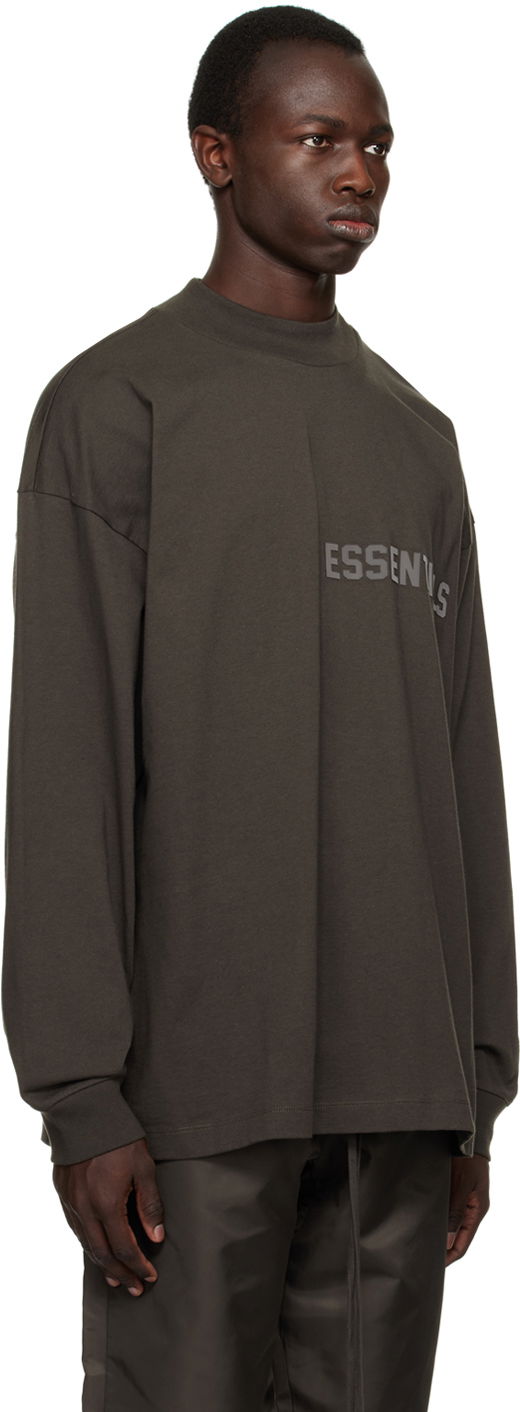 Тениска Fear of God Fear of God ESSENTIALS Crewneck Long Sleeve T-Shirt Кафяво | 125BT222010F, 1