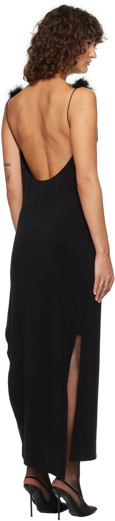 Pокля Coperni Coperni Feather Trim Midi Dress Черно | COPR136F5022, 2