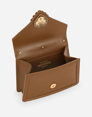 Чанта през рамо Dolce & Gabbana Small Devotion Top-handle Shoulder Crossbody Leather Bag Кафяво | BB6711AV89387679, 3