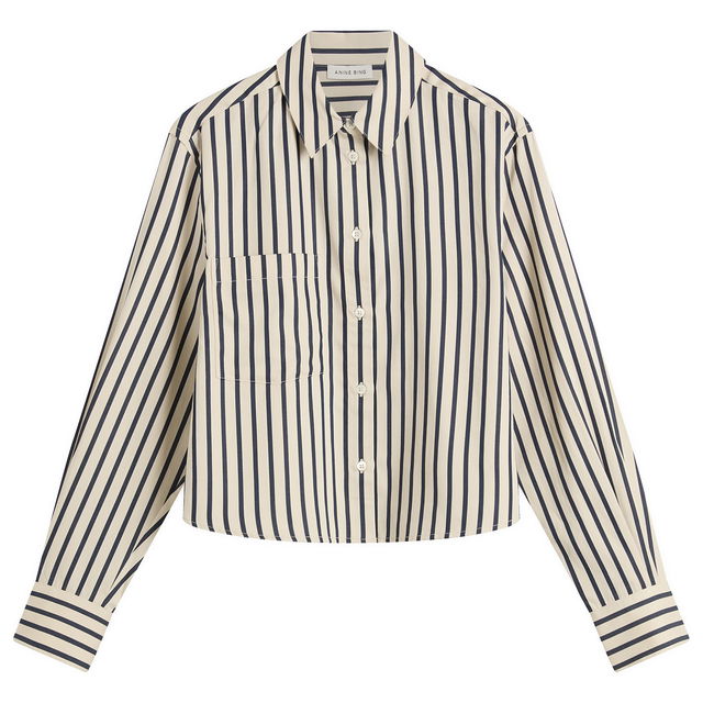 Anine Bing Essie Cropped Striped Shirt