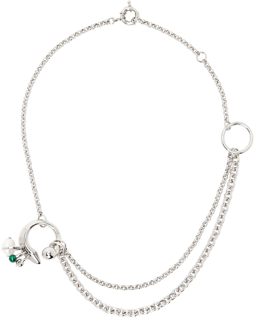 Колие Acne Studios Multi-Chain Charm Necklace Сиво | C50426-, 0