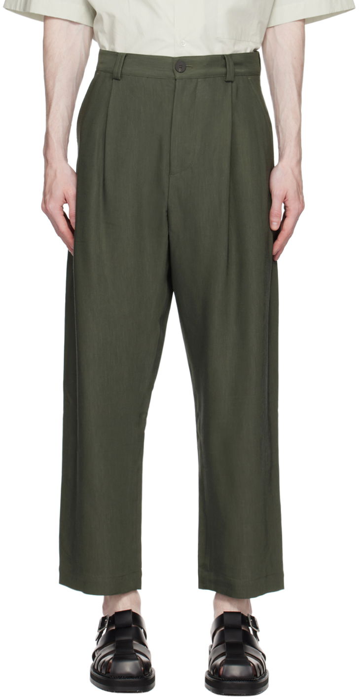 Панталони Studio Nicholson Studio Nicholson Tuck Trousers Зелено | TUCK SNM-787, 0