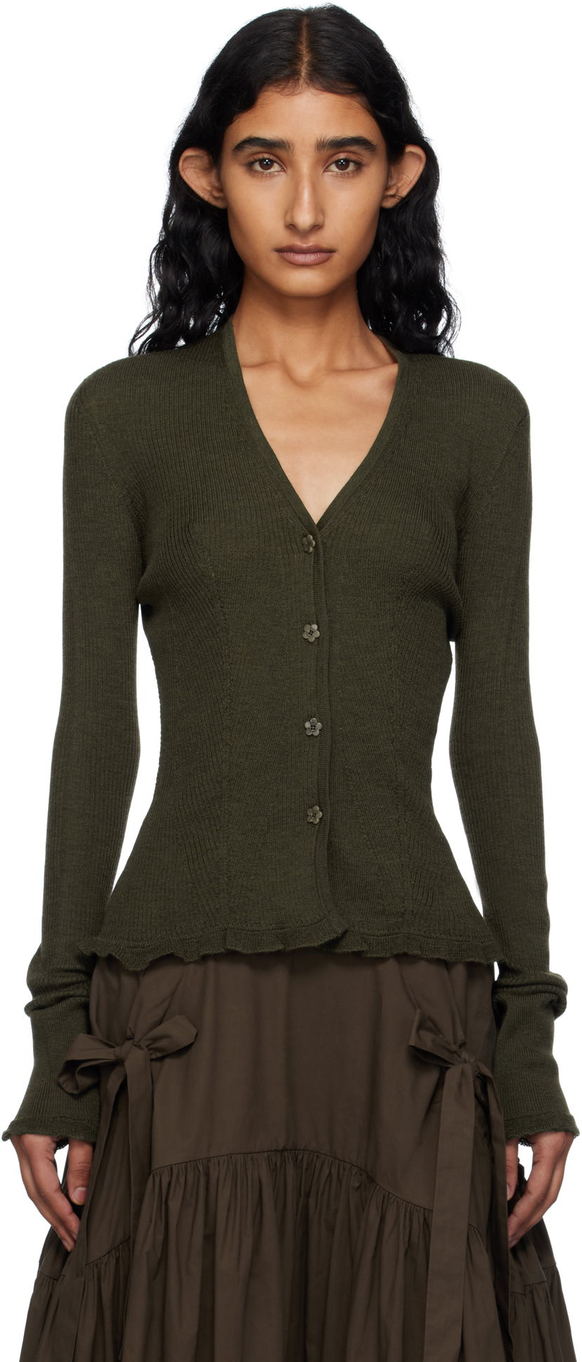 Пуловер Cecilie Bahnsen Cecilie Bahnsen Bessie Knit Cardigan Зелено | 2.25KNI52003 BESSIE CARDIGAN