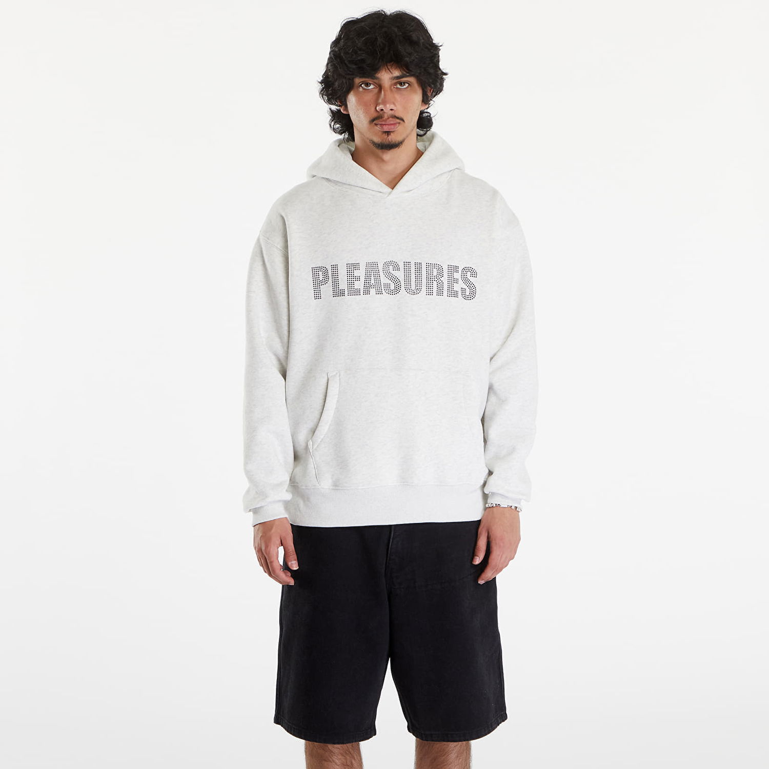 Суитчър Pleasures Rhinestone Impact Hoodie Light Heather Grey Бяло | P24SU003 GREY, 0