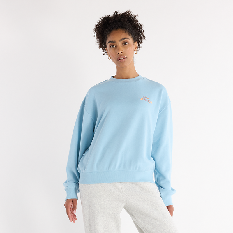 Суитчър New Balance Blue Relaxed Fit Sweatshirt Синьо | NBWT43559CUH, 0