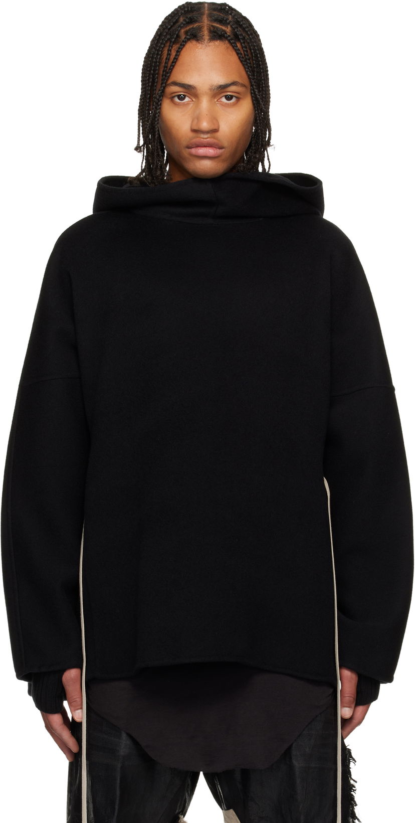 Суитчър Rick Owens Concordians Cashmere Tunic Hoodie Черно | RR02E1502 DWS