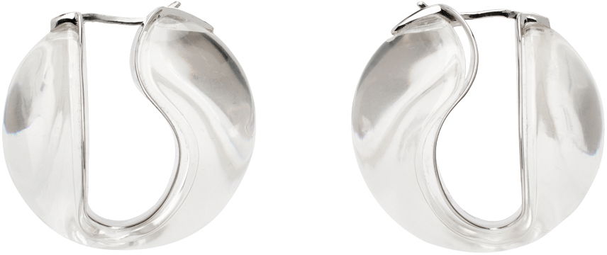 Обеци Coperni Coperni Silver & Transparent Logo Hoop Earrings Металик | COPBI04J1007, 0