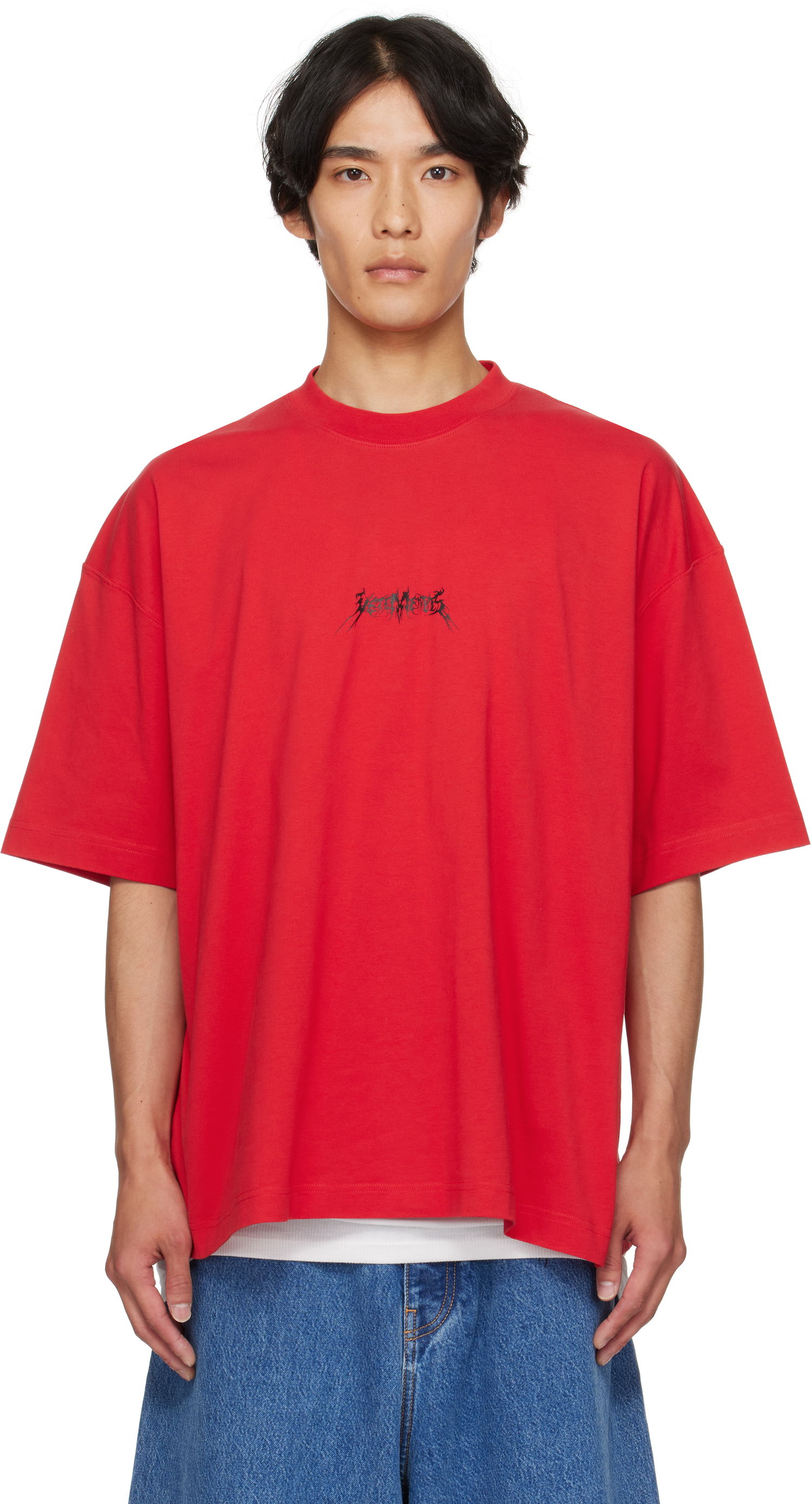 Тениска VETEMENTS VETEMENTS Metal Logo Regular Fit T-Shirt Червено | UH76TR600R, 0
