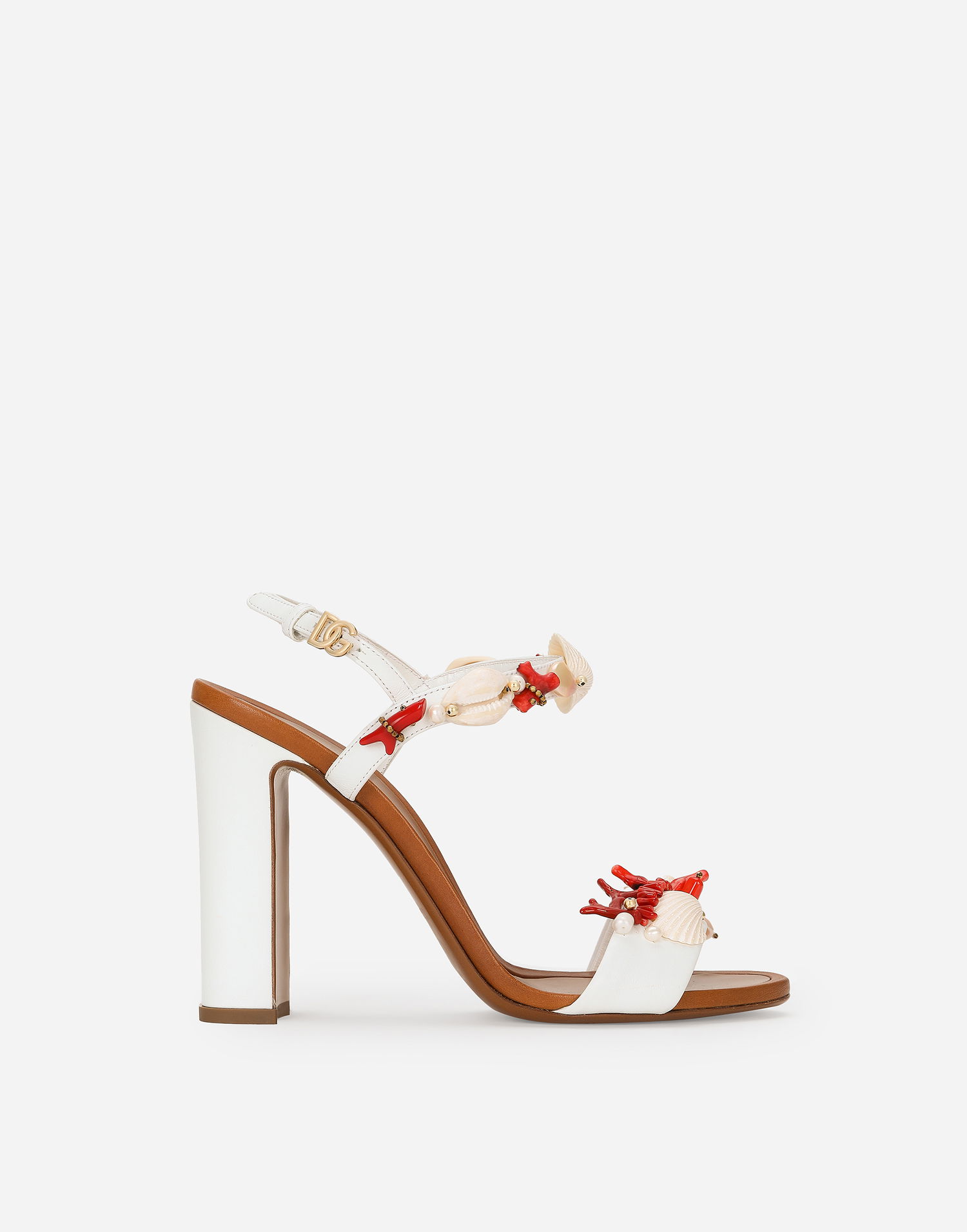 Кецове и обувки Dolce & Gabbana Nappa Leather Sandals With Coral Embroidery Бяло | CR1747AW1168V135, 0