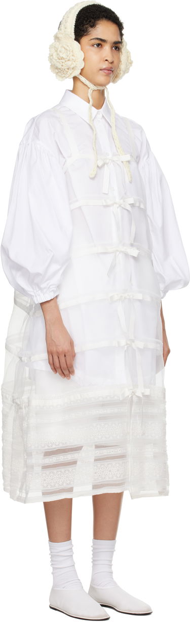 Pокля Comme des Garçons Comme Des Garçons Organdy Embroidered Midi Dress Бяло | TN-A003-051, 1