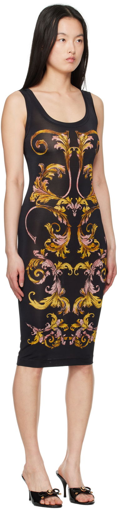 Pокля Versace Versace Jeans Couture Outline Barocco Slip Midi Dress Черно | E78HAO9P6_EJS473, 1