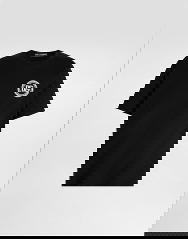 Фланелка Dolce & Gabbana Jersey T-shirt with DG Logo Physical Education Training Patch Черно | G8PN9ZG7PZFN0000, 0