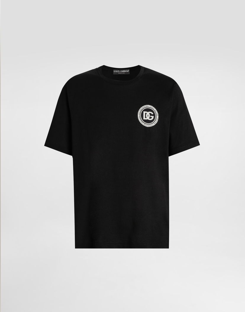 Фланелка Dolce & Gabbana Jersey T-shirt with DG Logo Physical Education Training Patch Черно | G8PN9ZG7PZFN0000