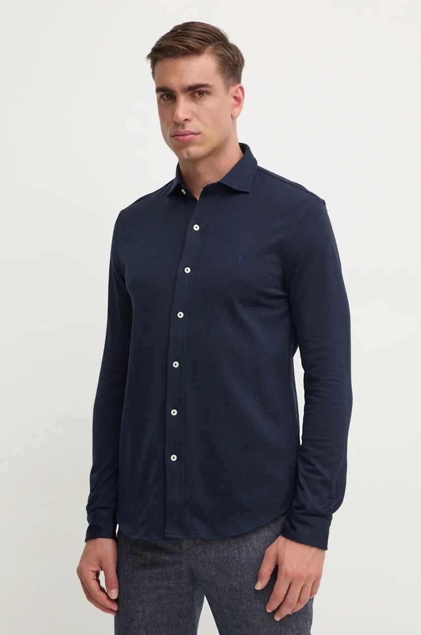 Риза Polo by Ralph Lauren Slim Fit Cotton Shirt with Classic Collar Тъмно синьо | 710958122, 0
