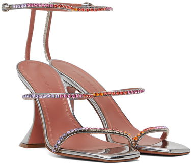Аксесоари Amina Muaddi Amina Muaddi Gilda Crystal-Embellished Heeled Sandals Металик | GILDA SANDAL CL MIRROR, 3