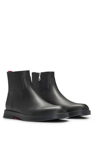 Облекло и аксесоари BOSS Leather Zip-Up Ankle Boots with Stitching Details Черно | 50536252, 0