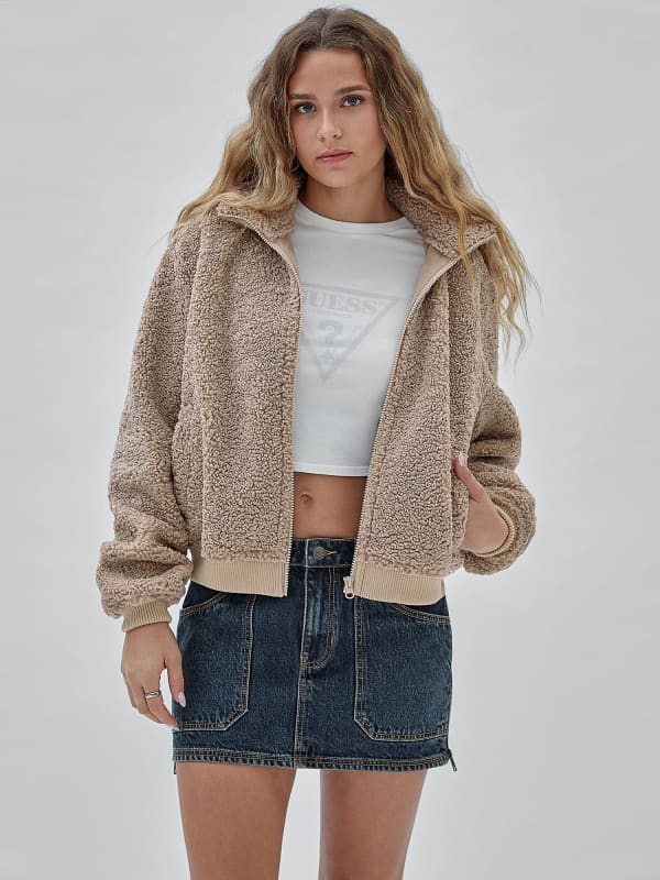 Яке бомбър GUESS Originals Faux Sherpa Bomber Бежово | W3BL49WETV0, 0