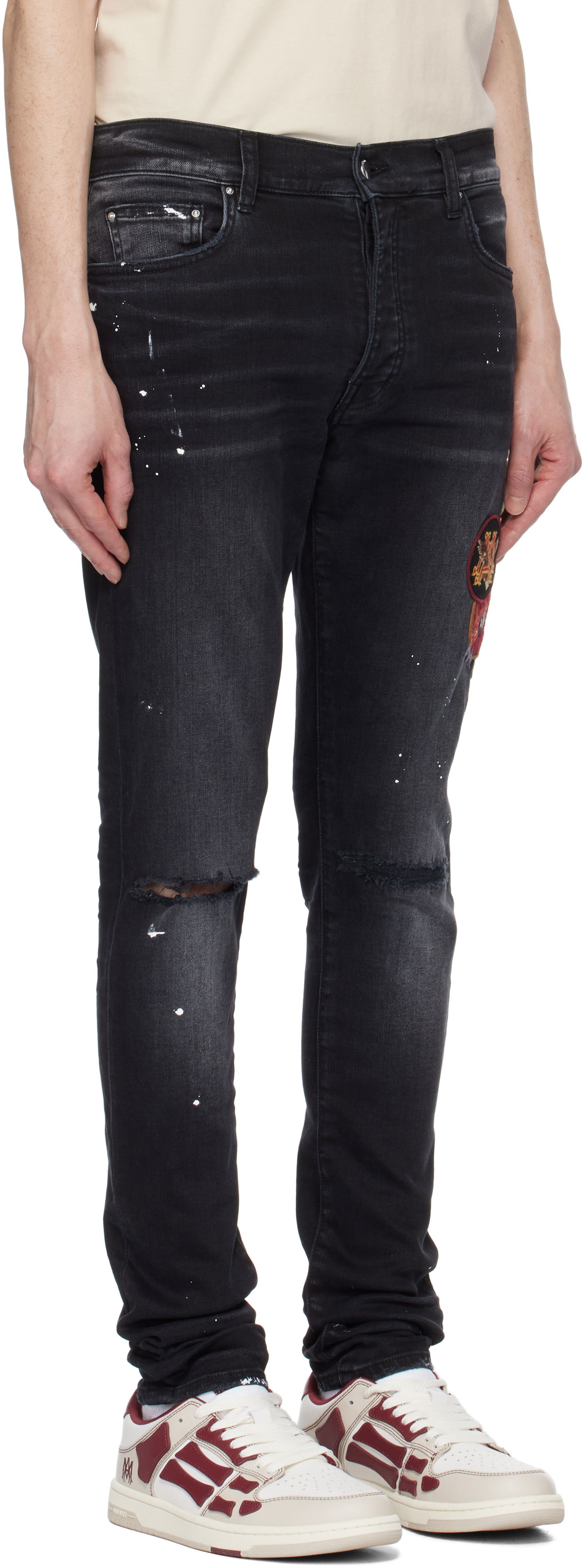Дънки AMIRI AMIRI Vintage Patch Skinny Jeans Черно | AMDNSY1130, 1