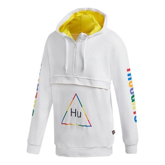 Суитчър adidas Originals Originals Crossover Printing Half Zipper Hoodie Бяло | FR9069