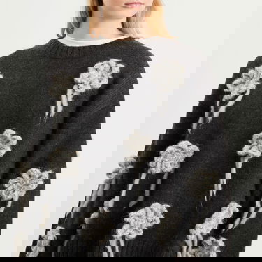 Пуловер GANNI GANNI Crochet Flowers Knitted Jumper Сиво | K2624-252, 5