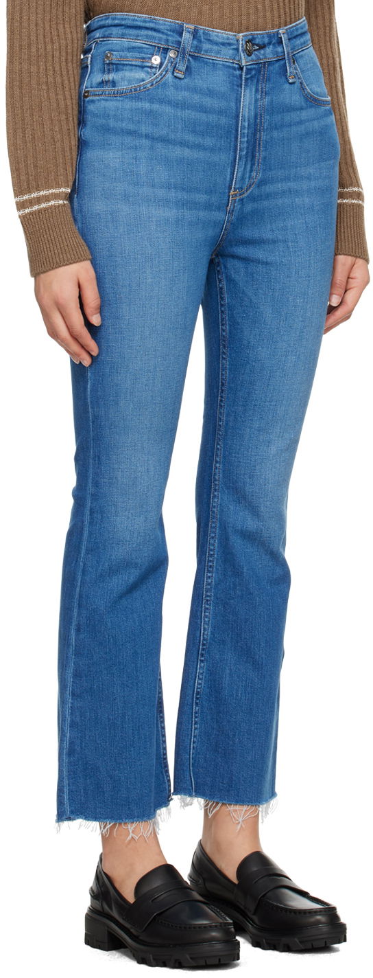 Дънки rag & bone Casey High-Rise Frayed Flare Jeans Синьо | WDD23F2917C2C1, 1