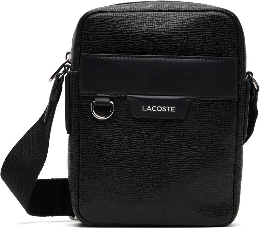 Чанта през рамо Lacoste Ossian Leather Satchel Bag Черно | NH5047OI_000