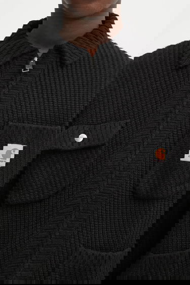 Яке Carhartt WIP Ribbed Knit Chore Jacket with Full Zip and Patch Pockets Черно | I035399.89XX, 3