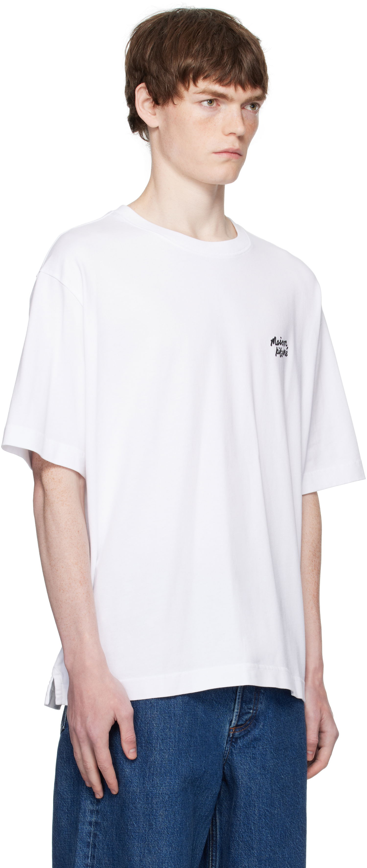 Тениска MAISON KITSUNÉ Maison Kitsuné Handwriting Oversized T-Shirt Бяло | PM00110KJ0119, 1