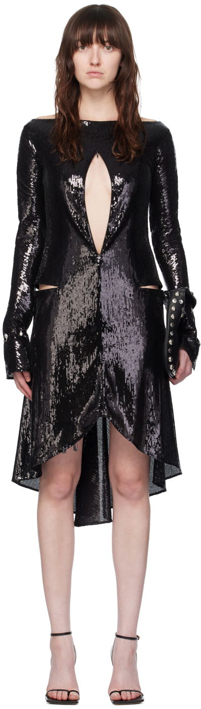 Pокля Courrèges Women's Sequin Ellipse Midi Dress Черно | 224CRO427PAI001, 0