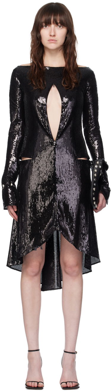 Pокля Courrèges Women's Sequin Ellipse Midi Dress Черно | 224CRO427PAI001, 0