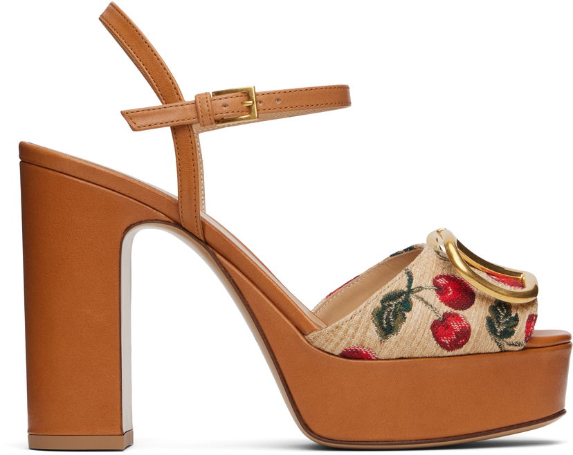 Грижа за обувките Valentino Valentino Garavani VLogo Signature Cherryfic Platform Sandals Кафяво | 6W0S0FG2NNX