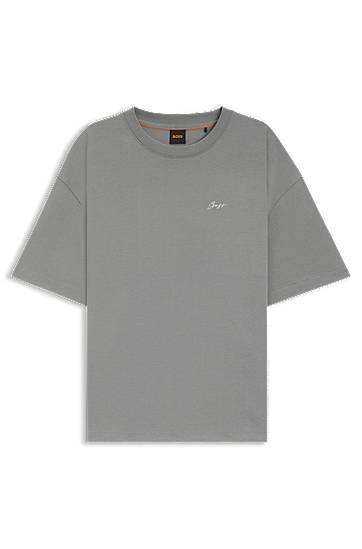 Тениска BOSS Logo Graphic Cotton-Jersey T-Shirt Сиво | 50545498, 0