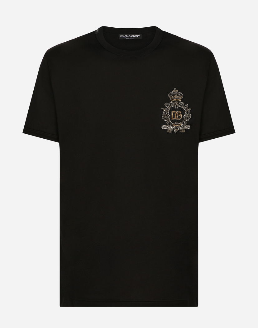 Тениска Dolce & Gabbana Cotton T-shirt With Heraldic Dg Patch Черно | G8OU9ZFU7EQN0000