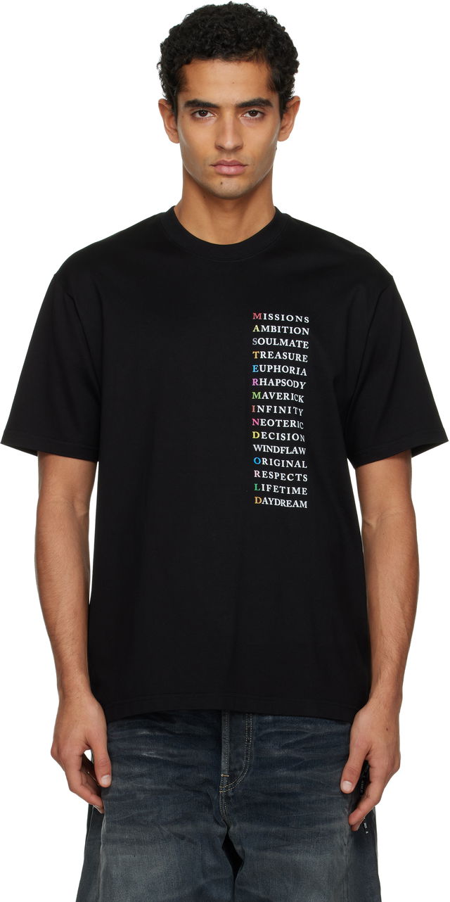 'Mastermind World' Collection Vertical Acronym Text Print Short Sleeve T-Shirt