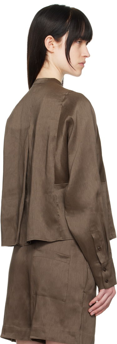 Риза Loulou de Saison Loulou de Saison Siara Band Collar Blouse Кафяво | SIARA, 2