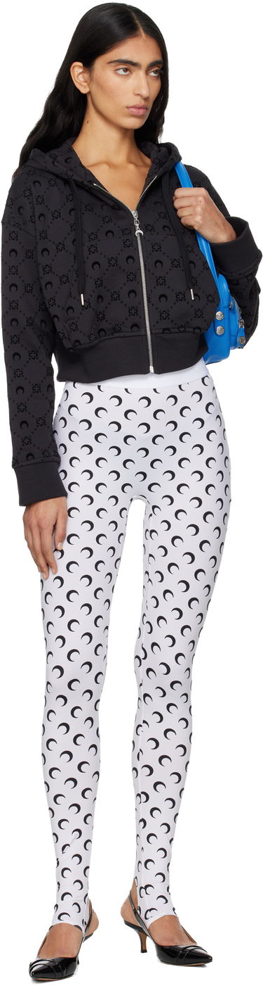 Суитчър Marine Serre Marine Serre Moonogram Flocked Fleece Cropped Zipped Hoodie Черно | WST019ACJER0089, 3