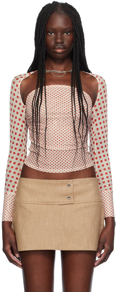 Пола Miaou Miaou Iris Polka Dot Long Sleeve T-Shirt Бежово | 7112PM2WPD, 0