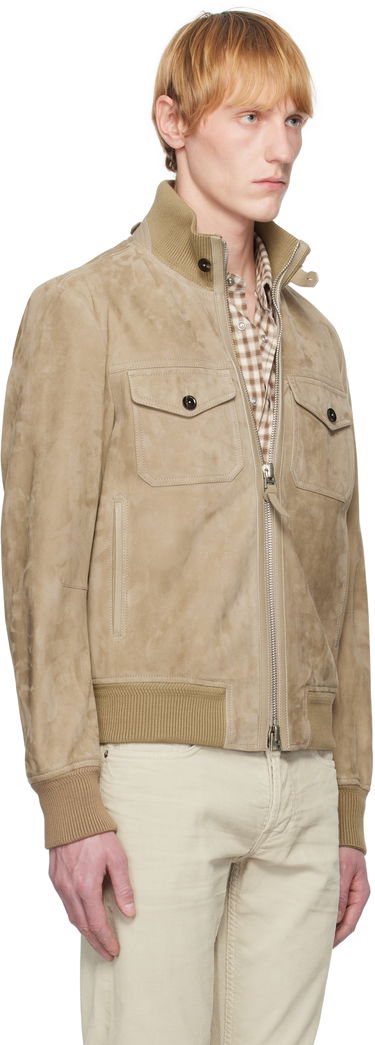 Яке бомбър Tom Ford TOM FORD Chest Pocket Suede Bomber Jacket Бежово | LBS060-LMS020S25, 1