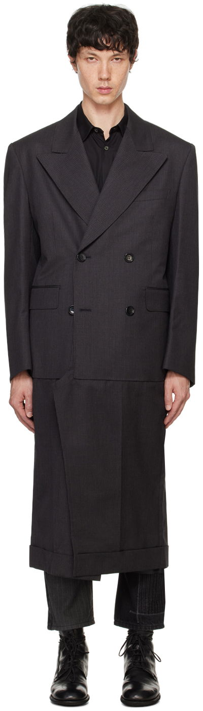 Палта Junya Watanabe Gray Wool Stripe Coat Черно | WN-C035-051