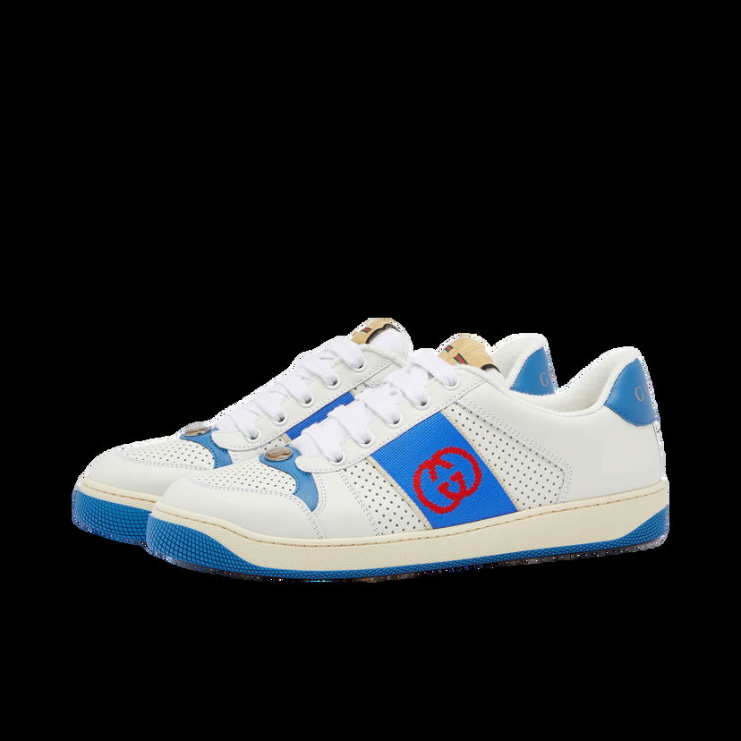 Кецове и обувки Gucci Men's Screener Sneakers in White/Blue, Size UK 6 | END. Clothing Бяло | 765054-AACV8-9055