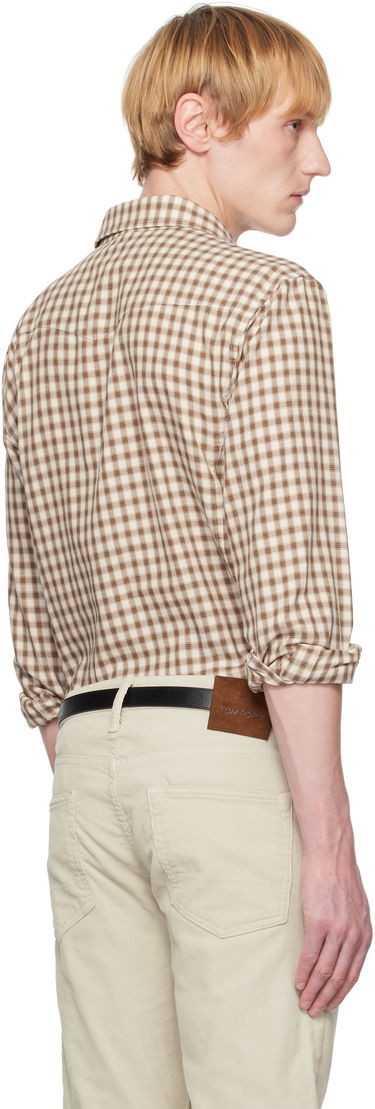 Риза Tom Ford TOM FORD Small Check Western Shirt Кафяво | HDS001-FMC202S25, 2