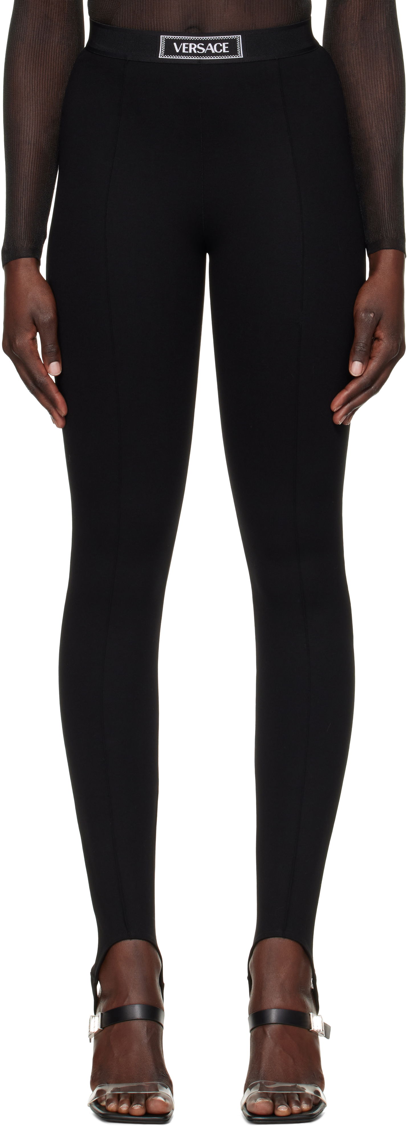 Клинове Versace Stirrup Leggings With Logo Черно | 1015879_1A12037_1B000, 0