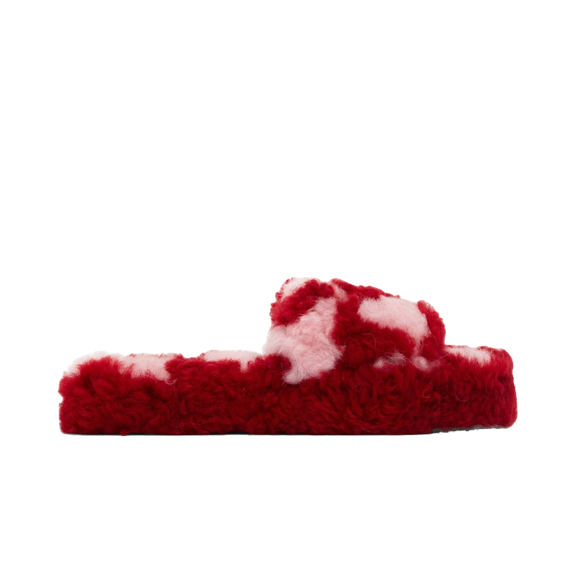 Кецове и обувки Bottega Veneta Teddy Fur Slide Sandals Червено | 690537V1KV05084