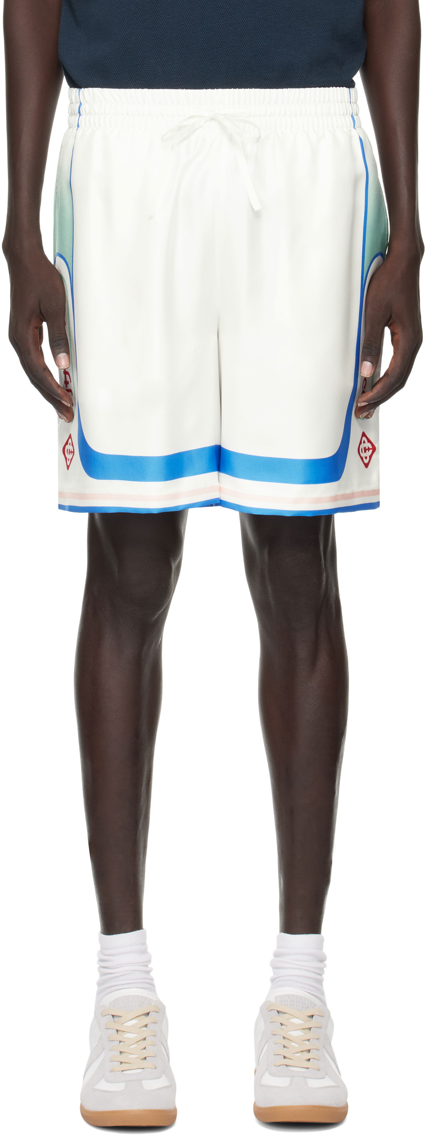 Къси панталони Casablanca Casablanca Fuji Dream Silk Shorts Бяло | MPF25-TR-012-04, 0
