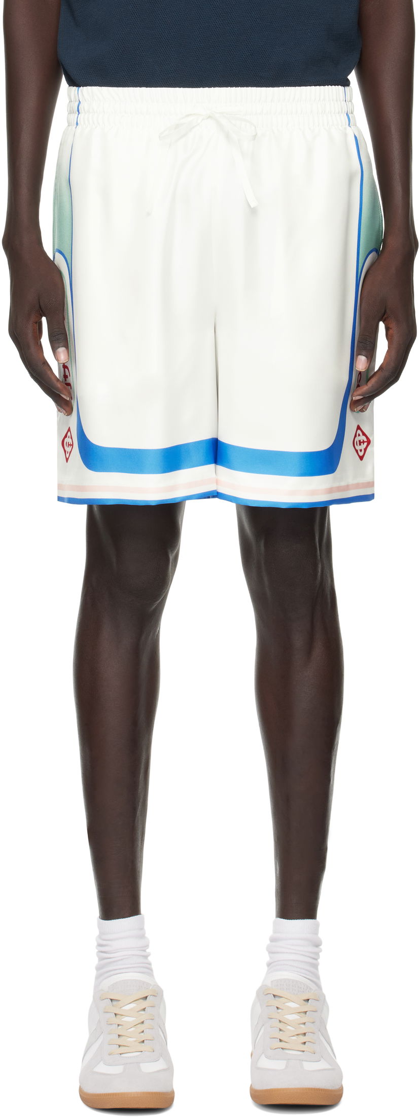 Къси панталони Casablanca Casablanca Fuji Dream Silk Shorts Бяло | MPF25-TR-012-04