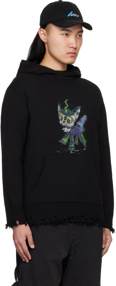 Суитчър We11done We11done Grunge Monster Pony Knit Hoodie Черно | WD-KT0-25-659-U-BK, 1