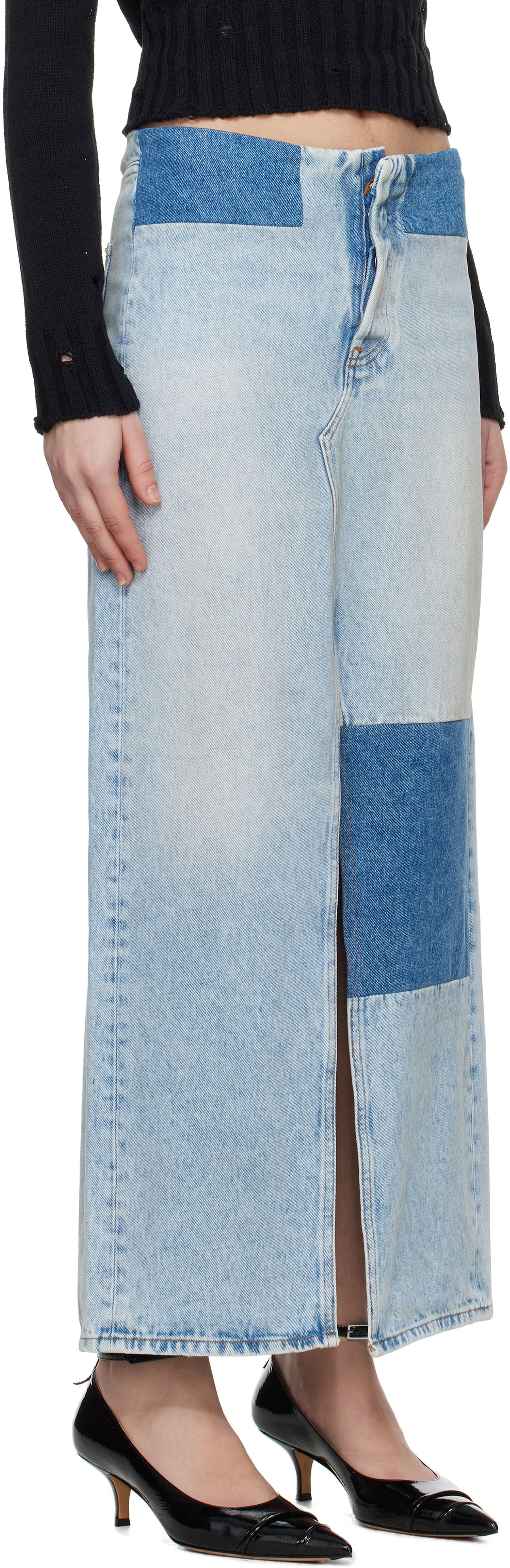 Пола Maison Margiela MM6 Maison Margiela Paneled Denim Maxi Skirt Синьо | S62MI0032 M30018, 1
