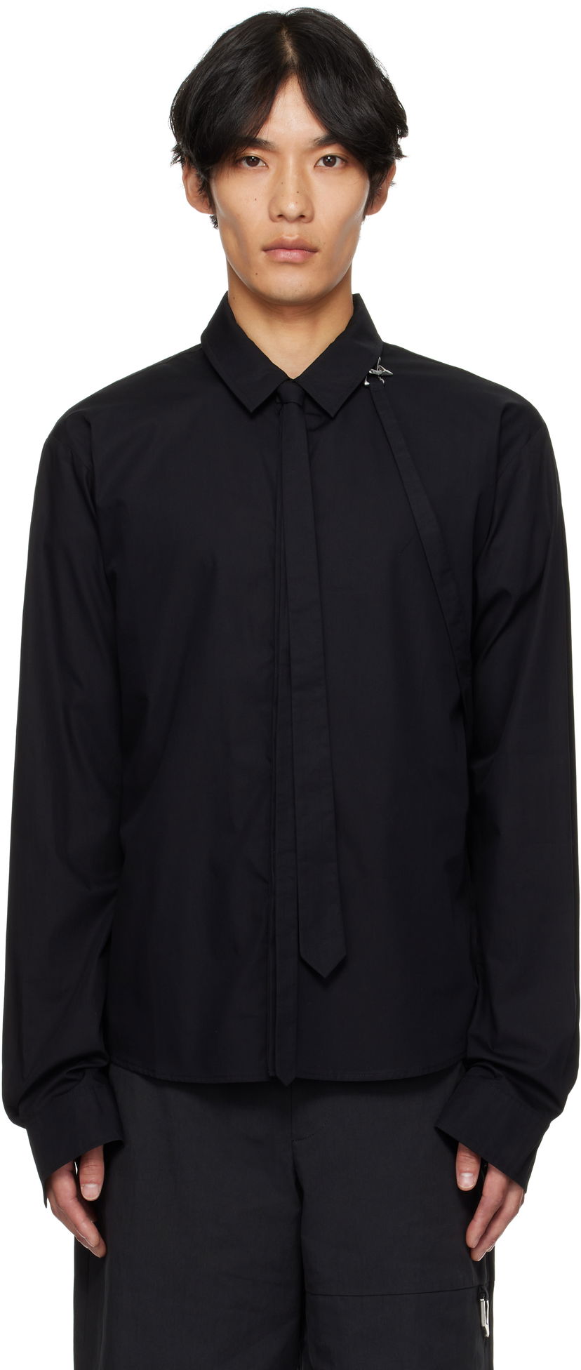 Риза HELIOT EMIL Spectra Strap-Detail Shirt Черно | PREAW25_M_05_067_BLK01