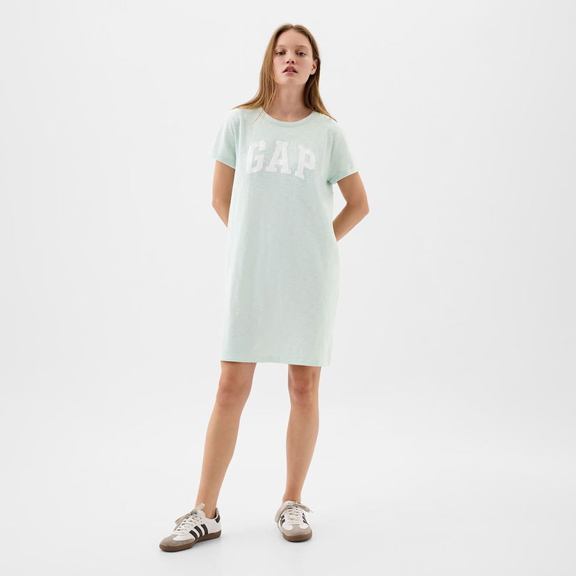 Pокля GAP Dresses Logo Dress Soft Mint Green Shine Зелено | 885593-00